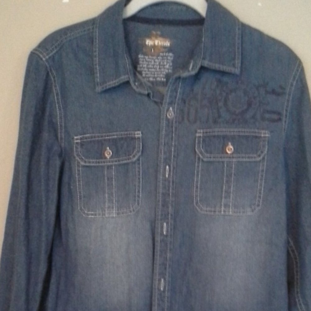 EPIC THREADS Denim Long Sleeve Shirt size L